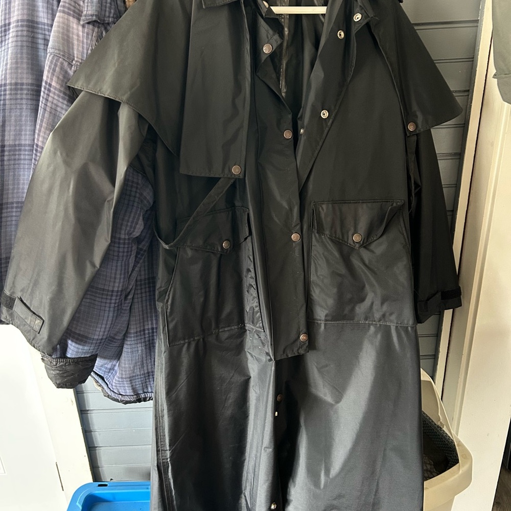 Black Raincoat with Cape Design
